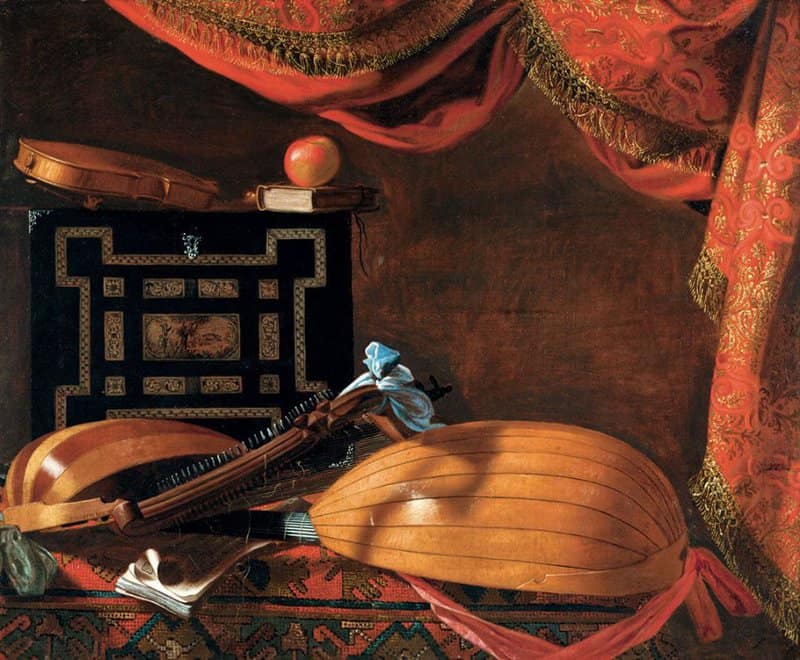 Tableaux sur toile, reproducción de Evaristo Baschenis Nature Morte Aux Instruments De Musique C. 1665-70