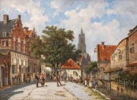 Eversen Adrianus A Dutch Street Scene