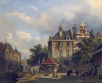 Eversen Adrianus Eine niederländische Straßenszene 1858