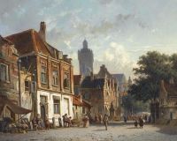 Eversen Adrianus A Town Scene 1860