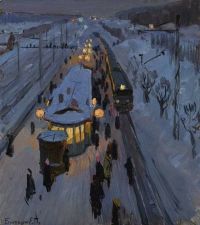 Evgeny Petrovich Bitkin Suburban Station 1962 cuadro de lienzo