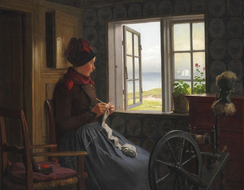 Exner Julius A Girl From Fan With Her Crochet Work Near An Open Window canvas print