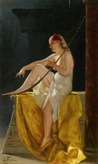Falero Luis Ricardo Ägypterin mit Harfe 1874 Leinwanddruck