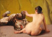 Falero Luis Ricardo Playing With The Tiger 1877 canvas print