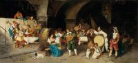 Falero Luis Ricardo Die Party in der Taverne. Tag in einem Leinwanddruck der Taverne 1880