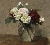 Fantin Latour Henri Bouquet De Roses Variees Et Illets 1878