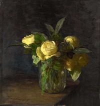 Fantin Latour Henri Roses Jaunes Dans Un Vase 1874