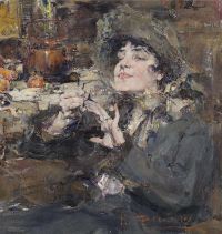 Fechin Nicolai Iwanowitsch Die Maniküre. Porträt von Mademoiselle Girmond 1917