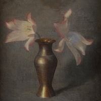 Fedor Ivanovich Zakharov Pair Of Tulips In A Silver Vase