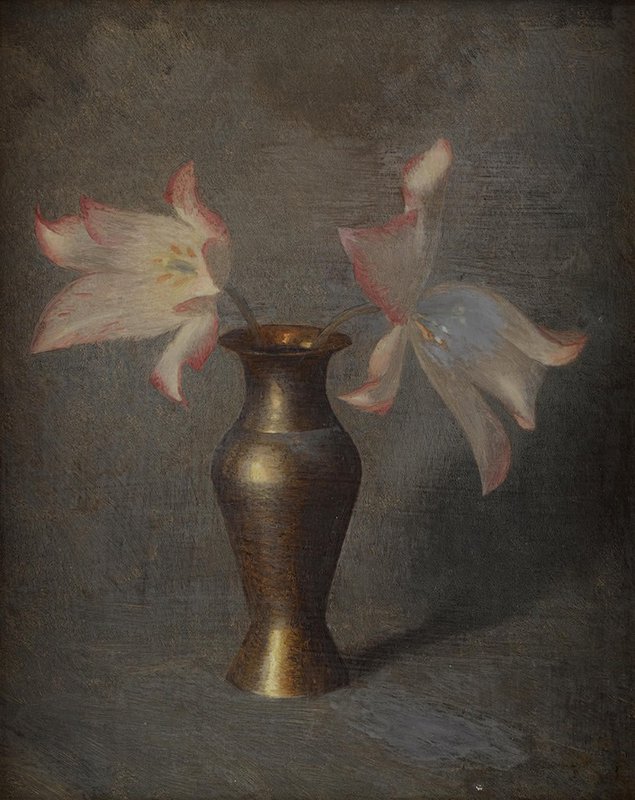 Fedor Ivanovich Zakharov Pair Of Tulips In A Silver Vase canvas print