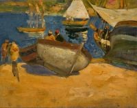 Fergusson John Duncan A Beached Fishing Boat Tangier 1899 canvas print