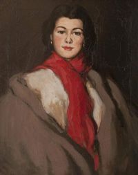 Fergusson John Duncan Mademoiselle Dryden Leinwanddruck mit dem roten Schal