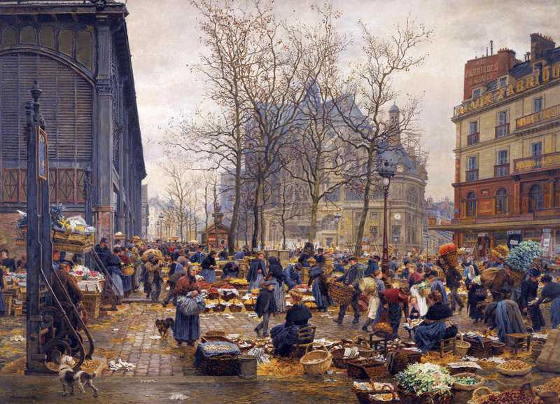 Firmin Girard Marie Francois Autumn Market At Les Halls canvas print
