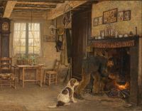 Firmin Girard Marie Francois By The Fireplace After The Hunt