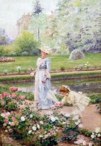 Firmin Girard Marie Francois Picking Roses In The Park In Montlucon canvas print