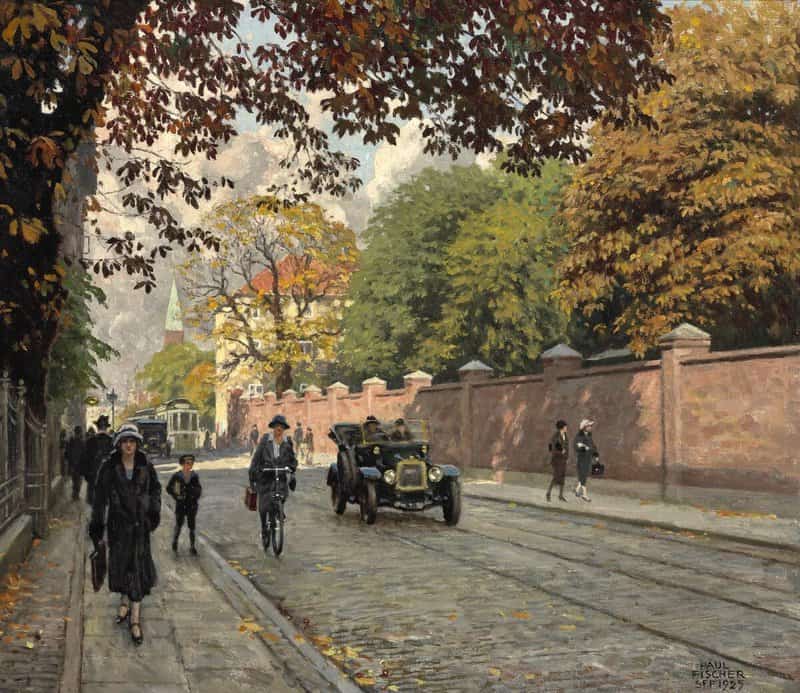 Fischer Paul A Car Driving Down Gothersgade In Copenhagen At The Royal Guards Barracks canvas print