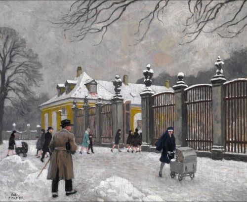 Fischer Paul A Winter Day At The Entrance To Frederiksberg Garden canvas print