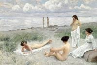 Fischer Paul Bathing Beauties On The Beach canvas print