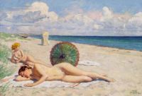 Fischer Paul Bathing Girls On Hornbaek Beach canvas print