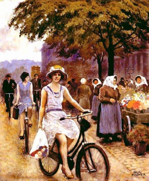 Fischer Paul Bicycling Girl canvas print