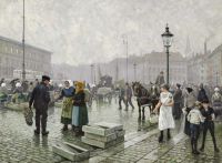 Fischer Paul Busy Day At The Fish Market At Gammel Strand In Copenhagen canvas print