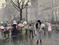 Fischer Paul vom Blumenmarkt bei H Jbro Plads in Kopenhagen Ca. 1918