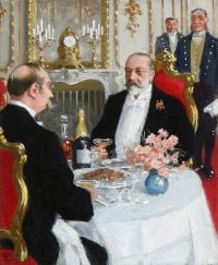 Fischer Paul King Georg Of Greece And King Edward Vii Of England Toasting In Champagne canvas print