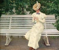 Fischer Paul Lady On A Bench canvas print