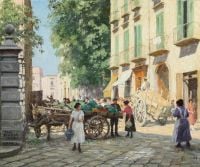 Fischer Paul Shoppers At A Market In Naples 1922 canvas print