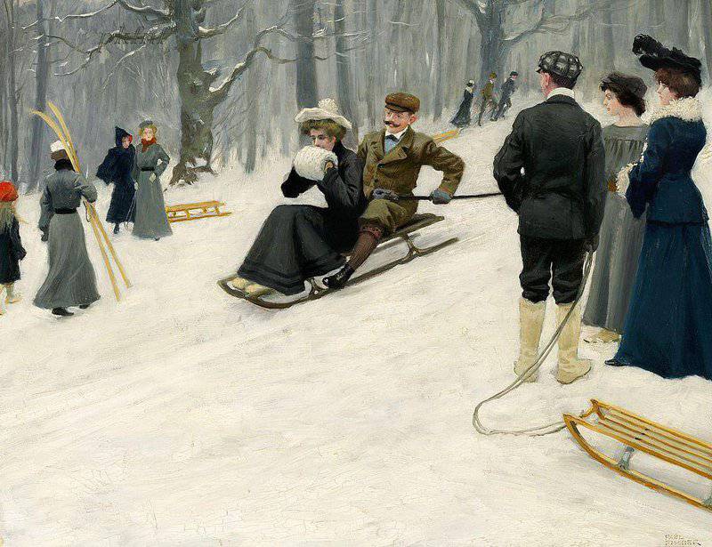 Fischer Paul Snow Sled Ride In S Ndermarken Copenhagen canvas print