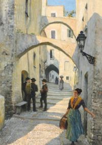 Fischer Paul Street Life In San Remo 1913 canvas print