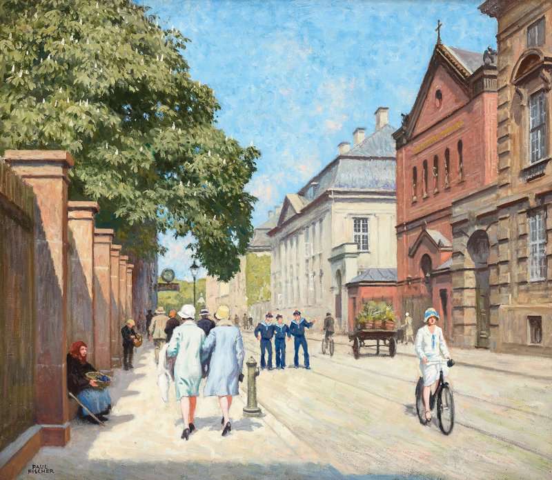 Fischer Paul Sunny Street Scene Bredgarde Copenhagen canvas print