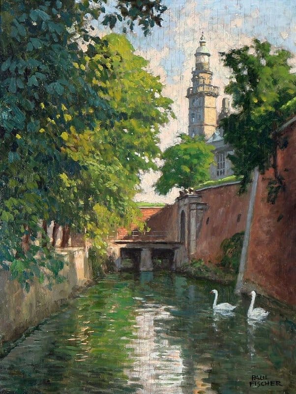 Fischer Paul Swans In The Moat Of Kronborg canvas print