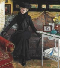 Fischer Paul The Actress Oda Nielsen Dressed In Black Sitting In The Artist S Living Room At Sofievej canvas print
