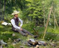 Fischer Paul The Artist Painting En Plein Air 1890 canvas print