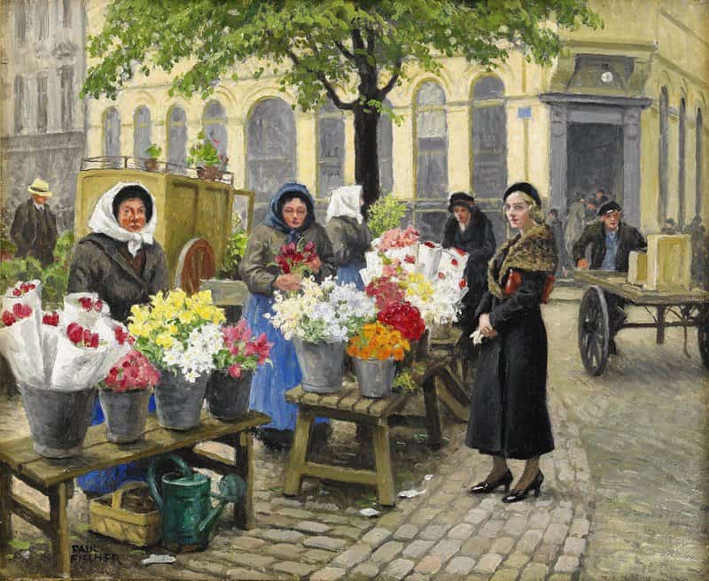 Fischer Paul The Flower Market At H Jbro Plads Copenhagen 1 canvas print