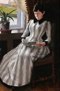 فيشر بول ، زوجة الرسام S ، Dagny تقرأ بجانب النافذة ، طبعة قماشية 1889