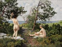 Fischer Paul Two Bathing Girls In The Bushes Near The Coast Of Hornb K canvas print