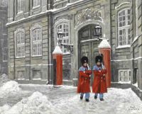 Fischer Paul zwei königliche Wachen bei Amalienborg Winter