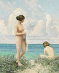 Fischer Paul Two Young Women On The Beach
