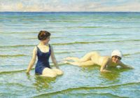 Fischer Paul Two Young Women Seabathing canvas print