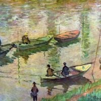 Vissers op de Seine bij Poissy door Monet