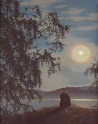 Fjaestad Gustaf Moon Reflecting On Water Scene From Lidingo On The Outskirts Of Stockholm canvas print
