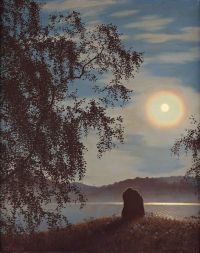 Fjaestad Gustaf Moon Reflecting On Water Scene From Lidingo On The Outskirts Of Stockholm 1