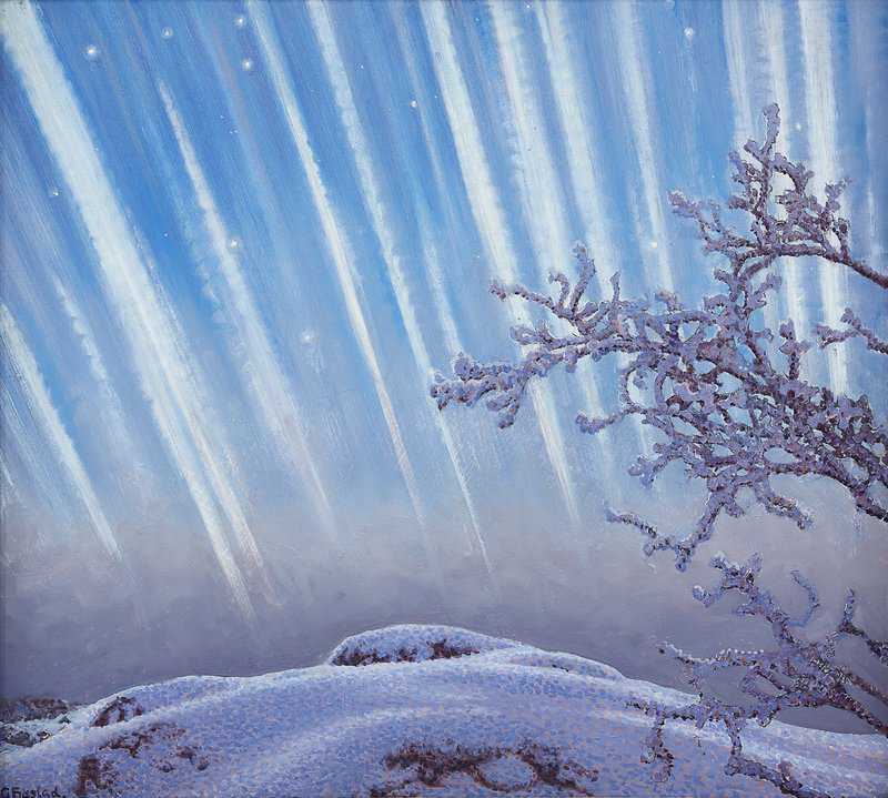 Fjaestad Gustaf Northern Lights Over Winter Landscape canvas print
