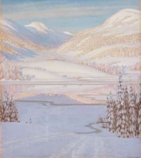 Fjaestad Gustaf Reflections On A Winter Lake