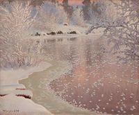 Fjaestad Gustaf Snow Crystals On Mirrored Ice canvas print