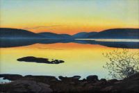 Fjaestad Gustaf Summer Night By The Mountain Lake canvas print