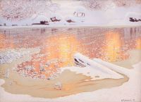 Fjaestad Gustaf Sun Reflections Over Winter Landscape