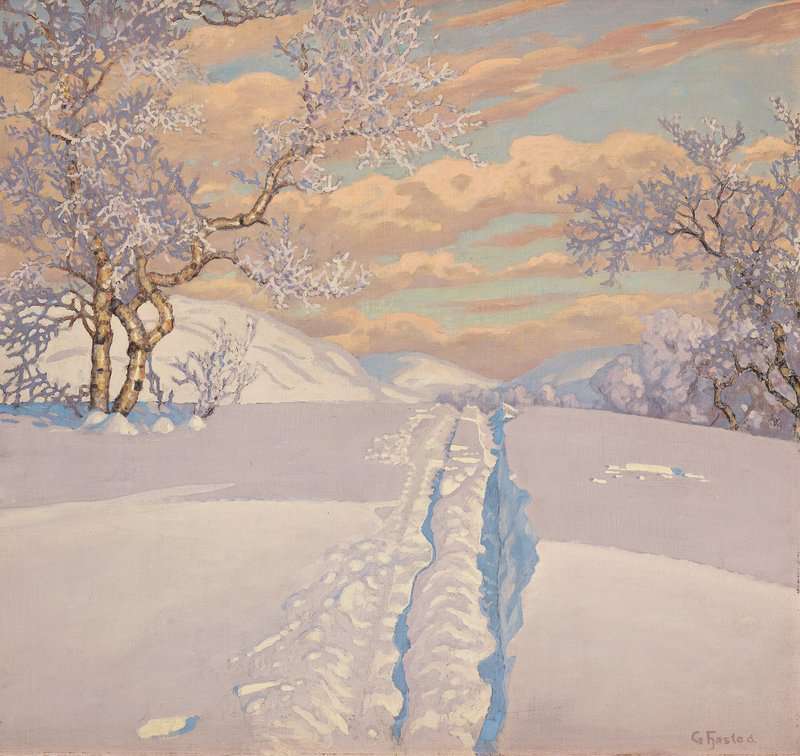 Fjaestad Gustaf Winter Landscape With Ski Tracks canvas print